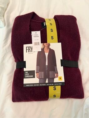 Frye Cozy Open-Front Cardigan - Dark Red